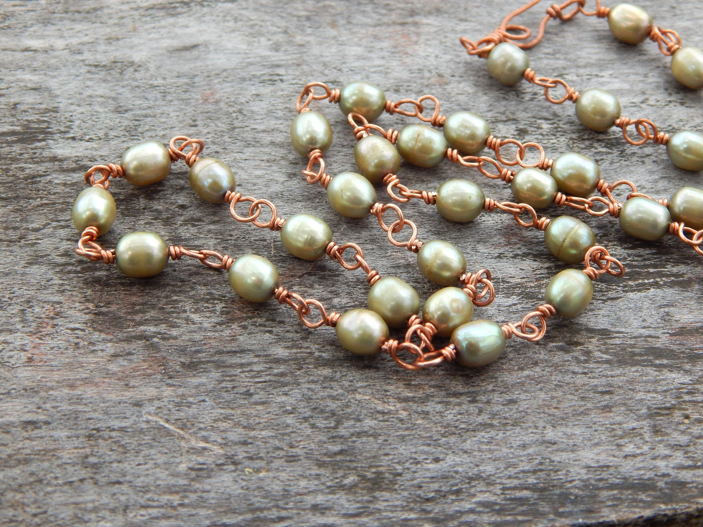 Freshwater pearl wire wrapped necklace