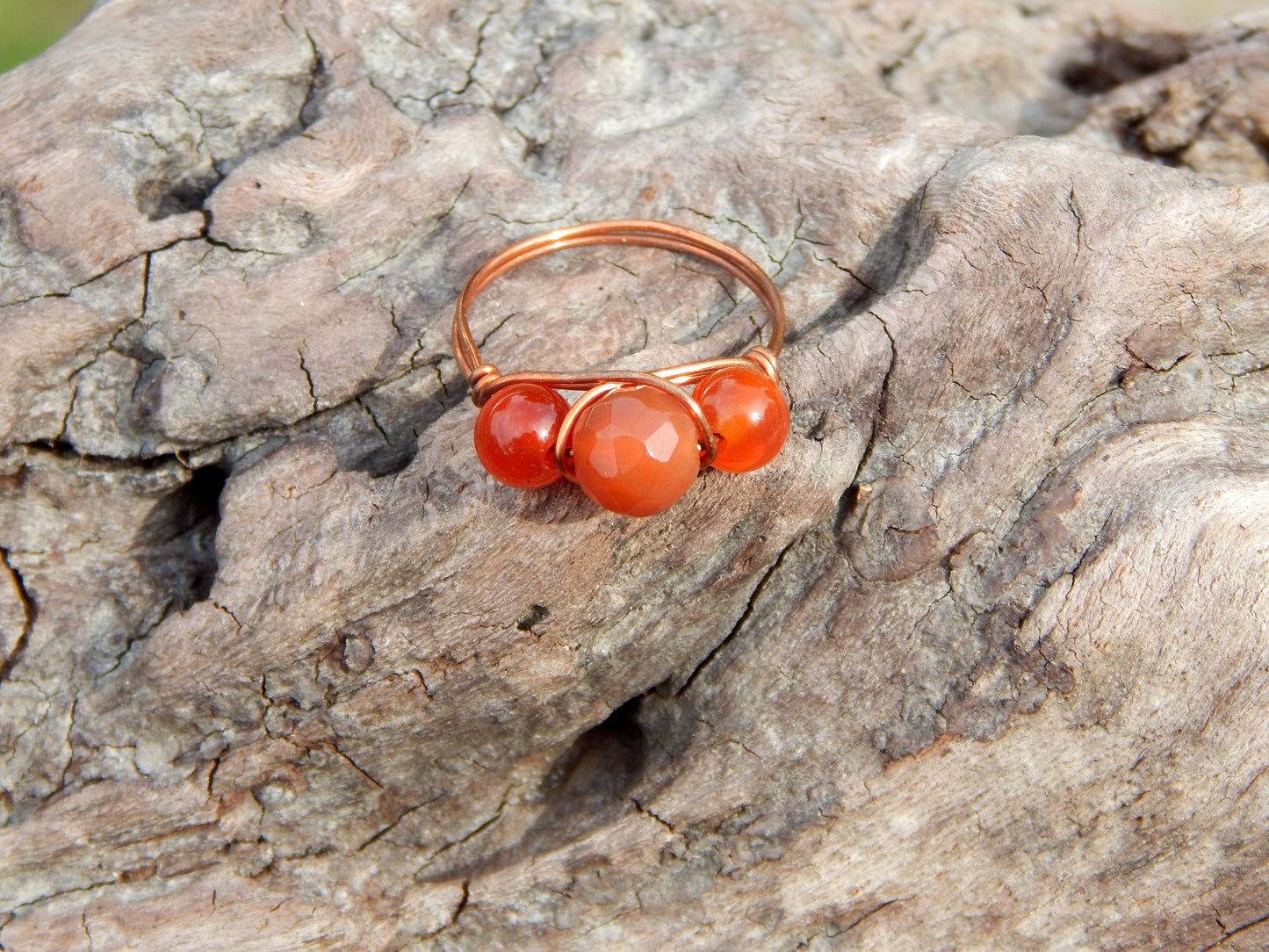 Carnelian size 8.5 wire wrap ring