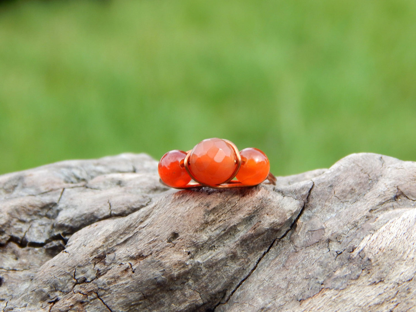 Carnelian size 8.5 wire wrap ring