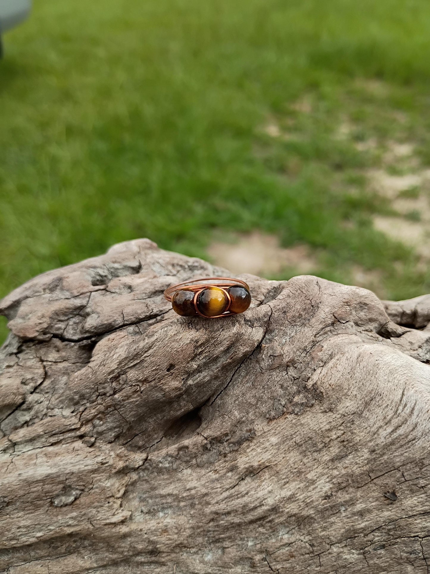 Tiger eye wire wrapped size 10.5 ring