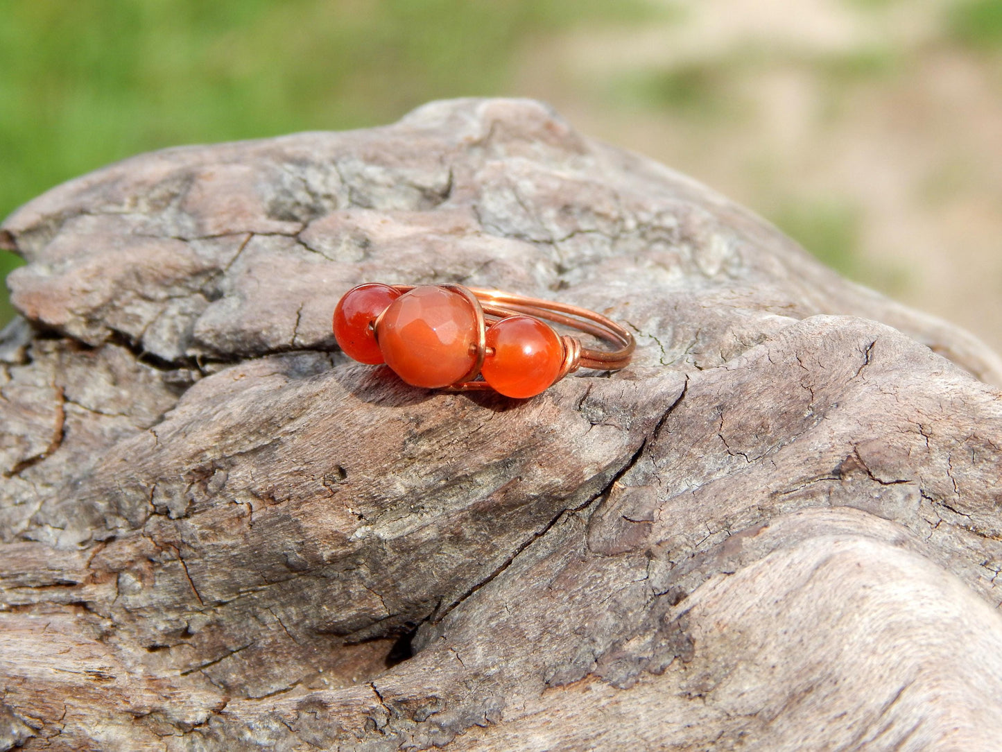 Carnelian size 8.5 wire wrap ring