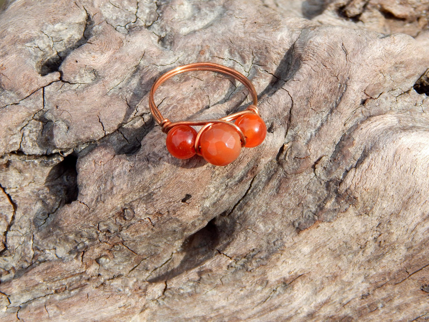 Carnelian size 8.5 wire wrap ring