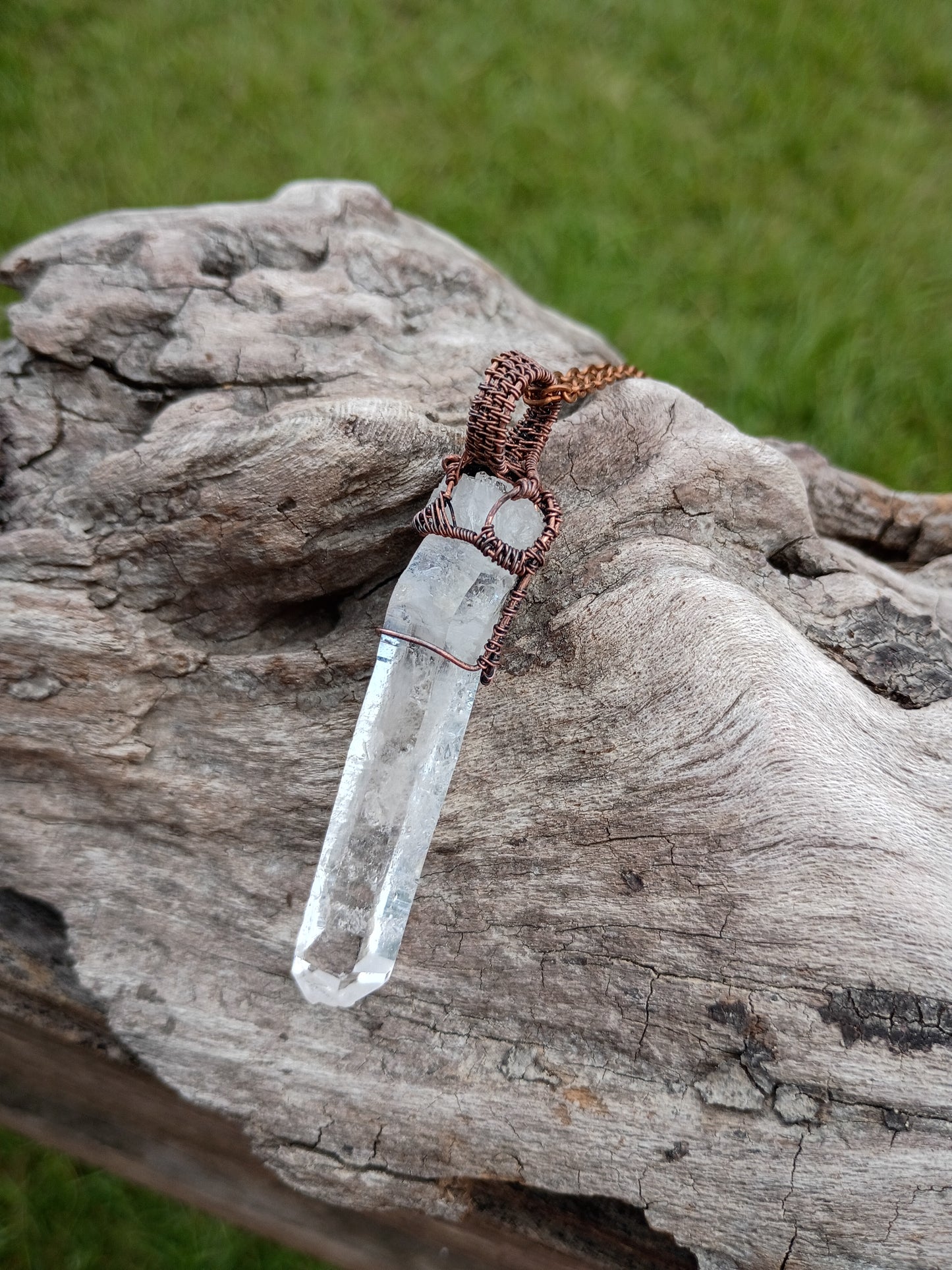 Raw crystal wire wrapped pendant