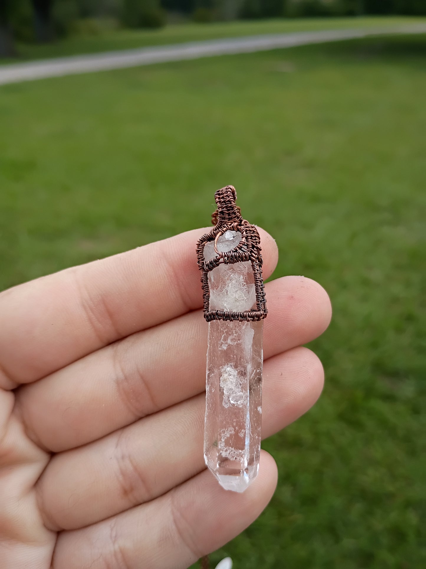 Raw crystal wire wrapped pendant