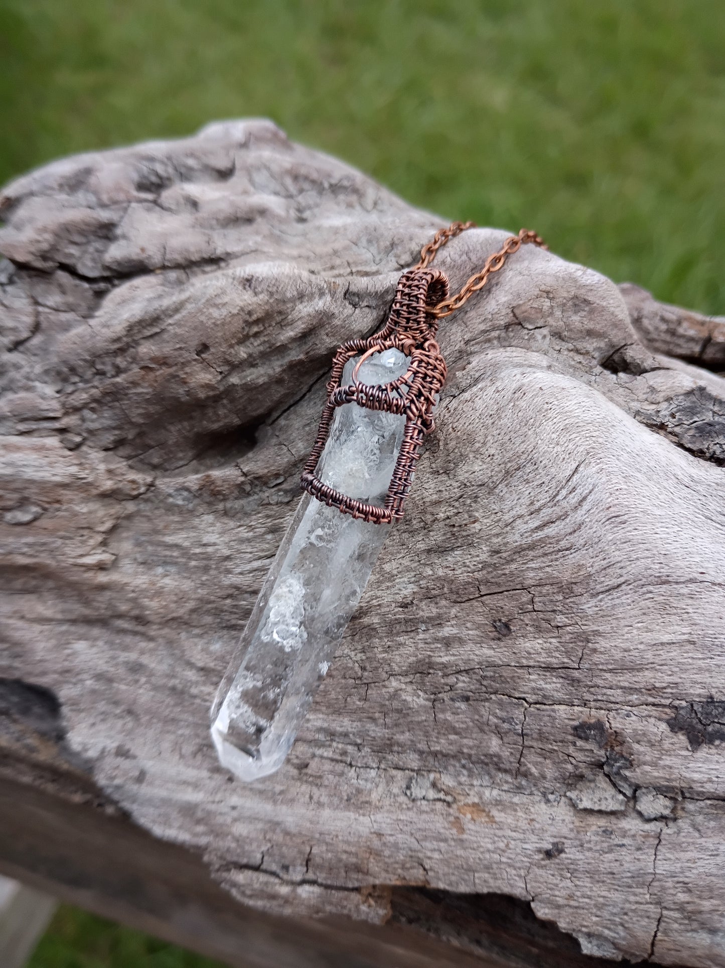 Raw crystal wire wrapped pendant