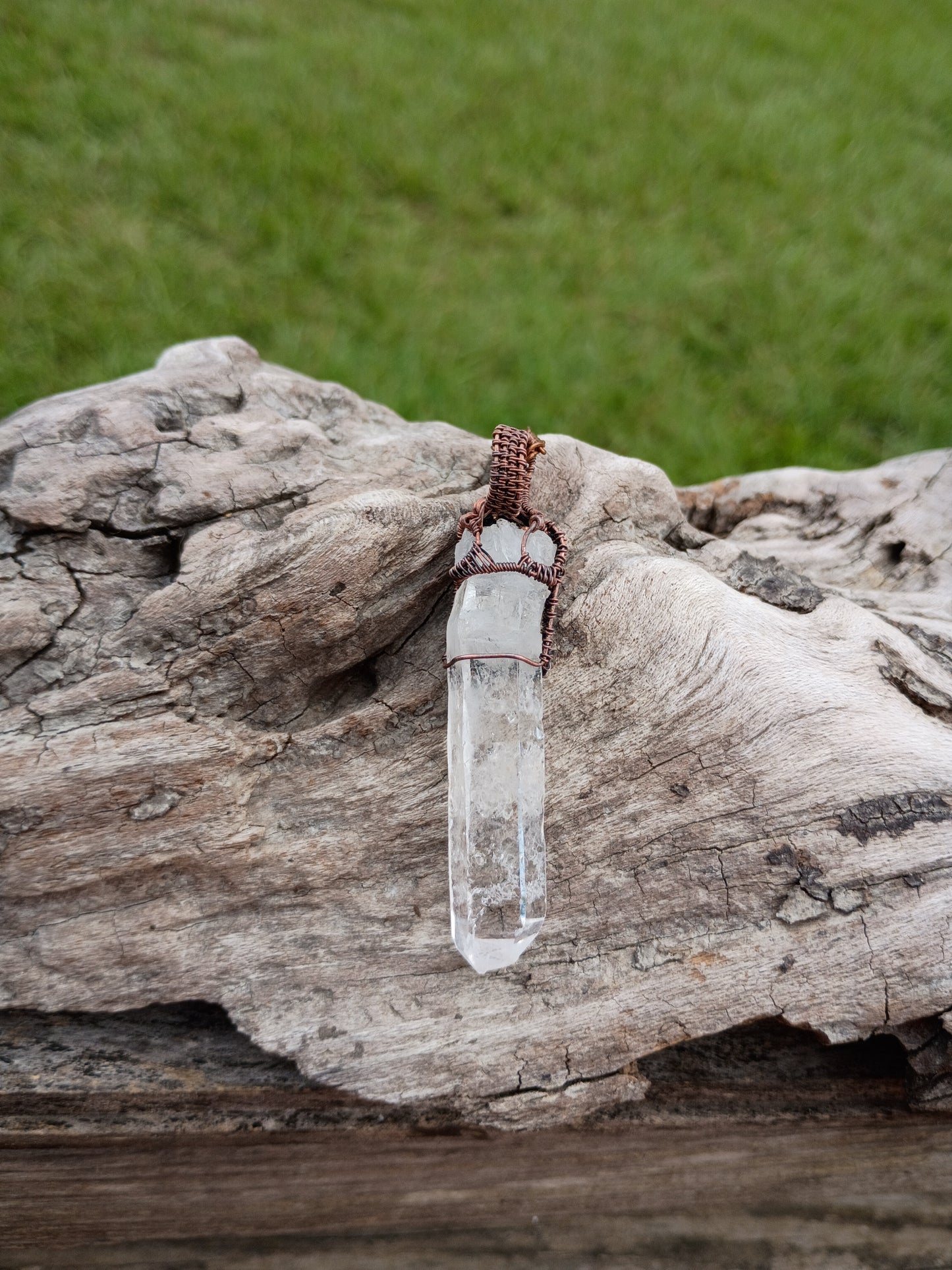 Raw crystal wire wrapped pendant