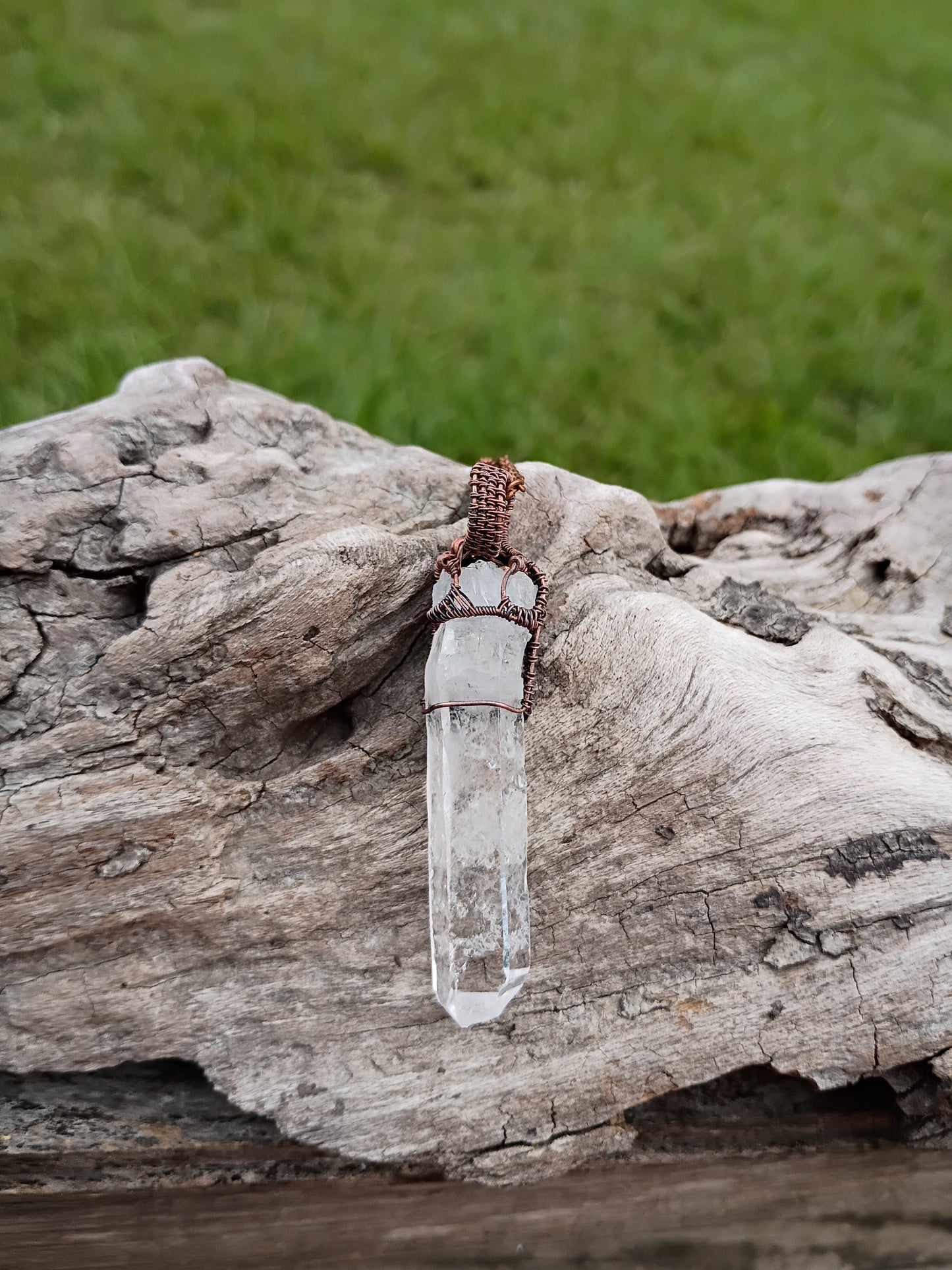 Raw crystal wire wrapped pendant