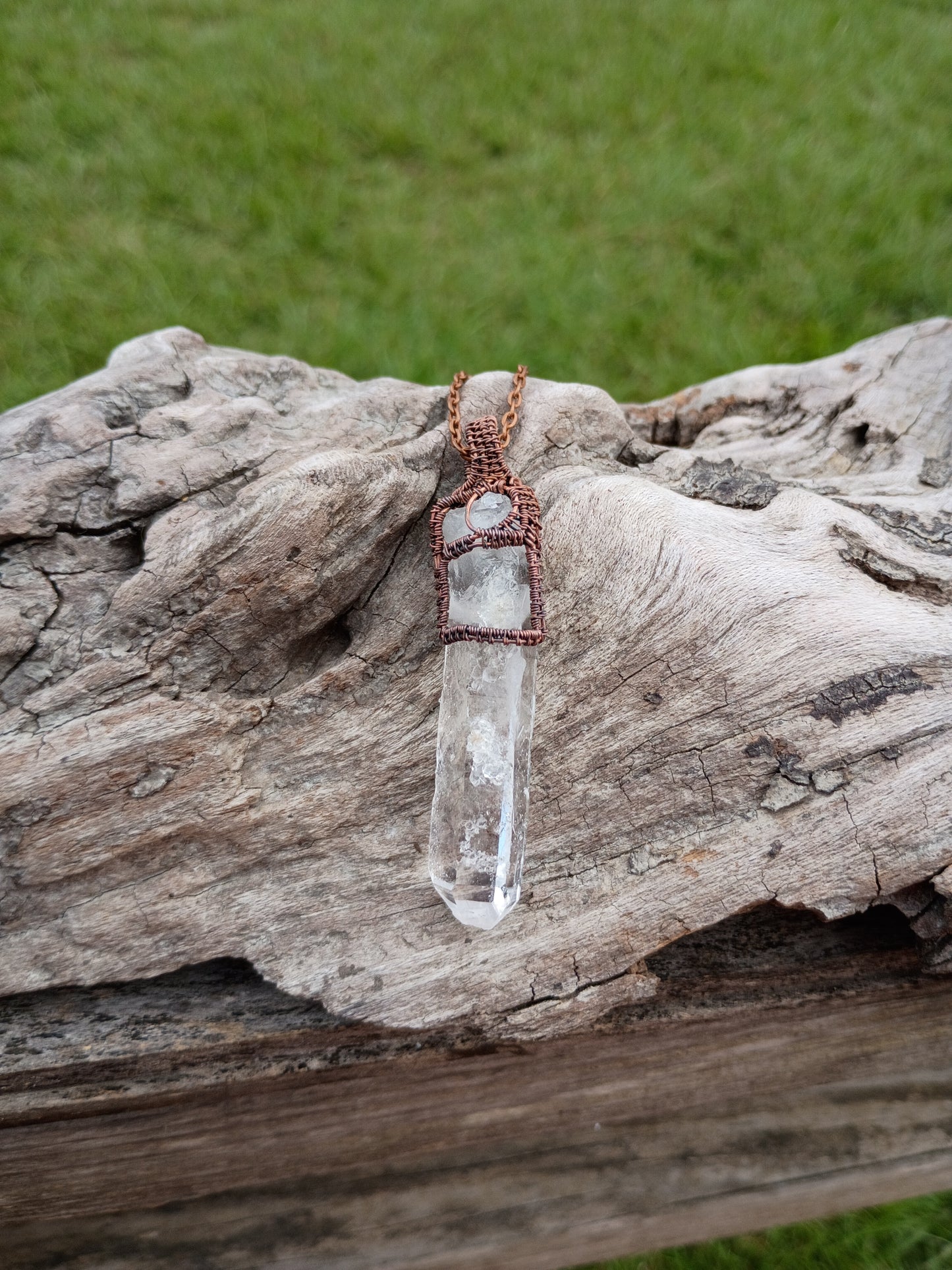 Raw crystal wire wrapped pendant