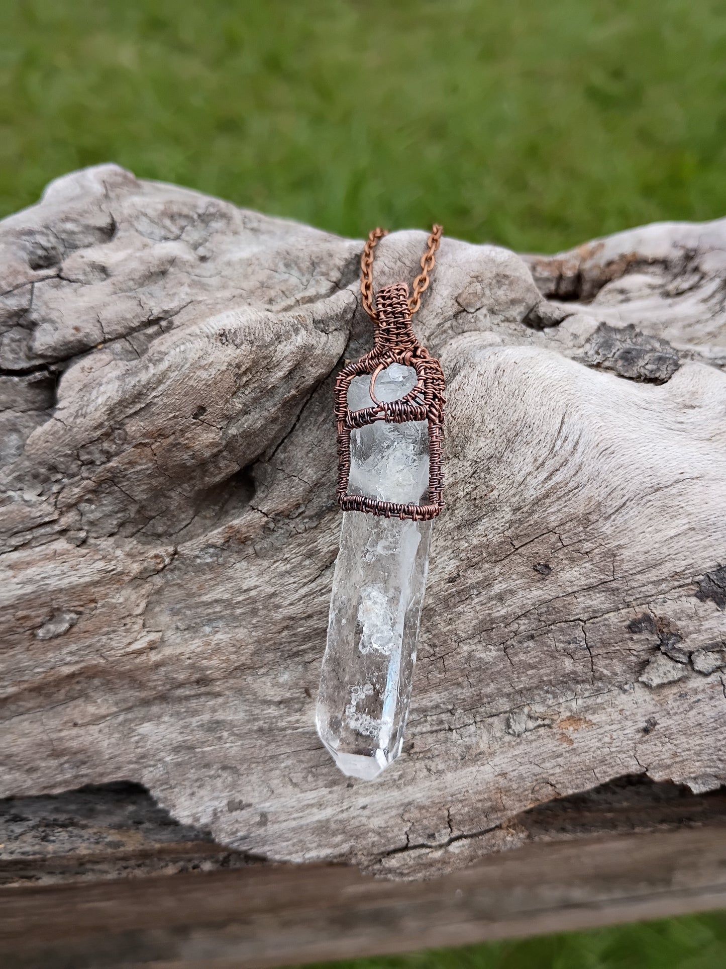 Raw crystal wire wrapped pendant