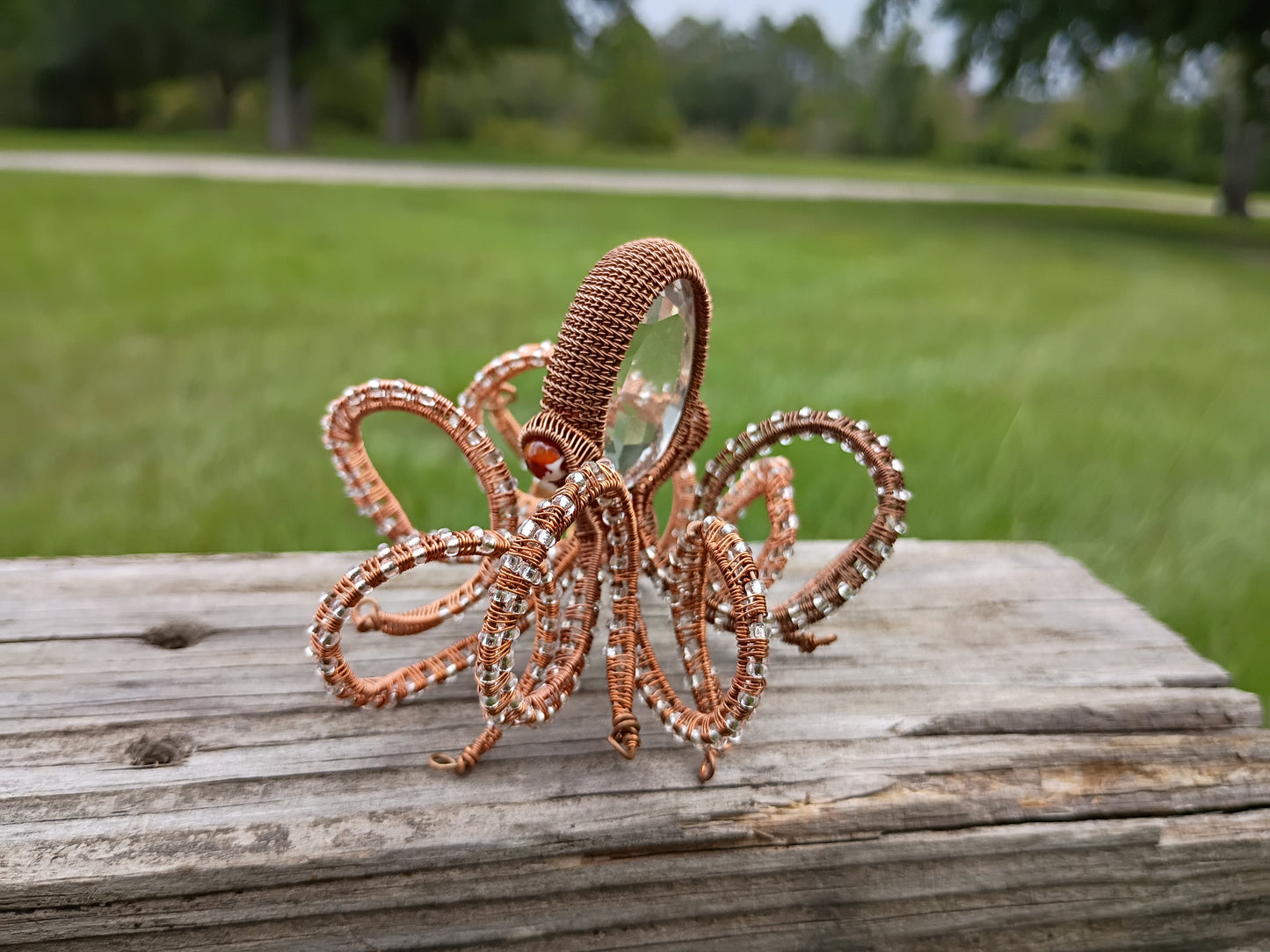 Handcrafted wire wrapped octopus sculpture