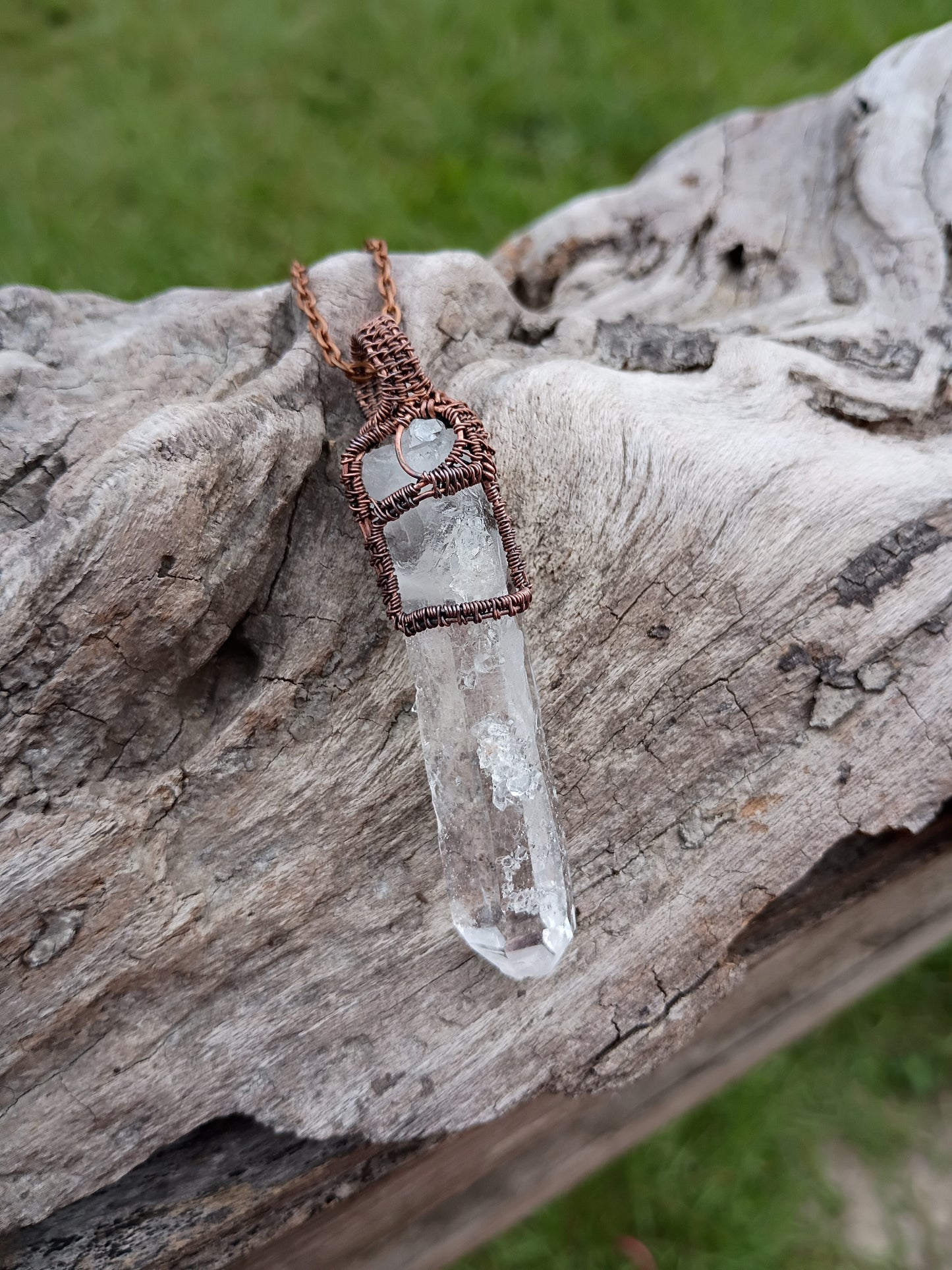 Raw crystal wire wrapped pendant