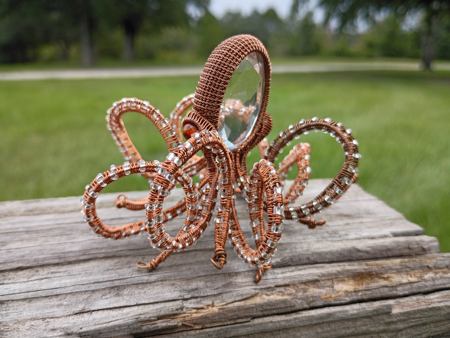 Handcrafted wire wrapped octopus sculpture