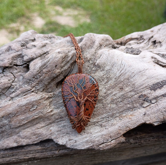 Mahogany obsidian tree of life pendant