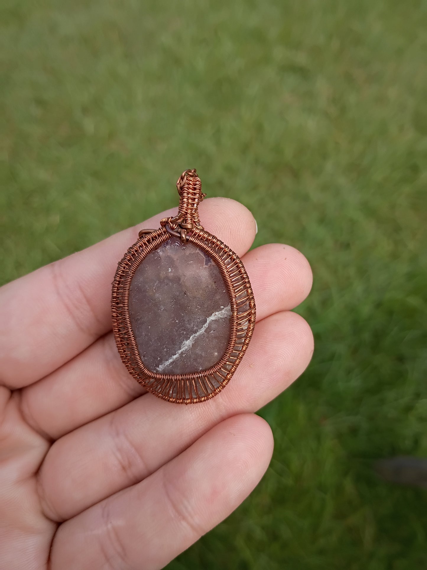 Amethyst druzy wire wrapped pendant