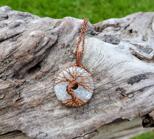 Agate tree of life pendant