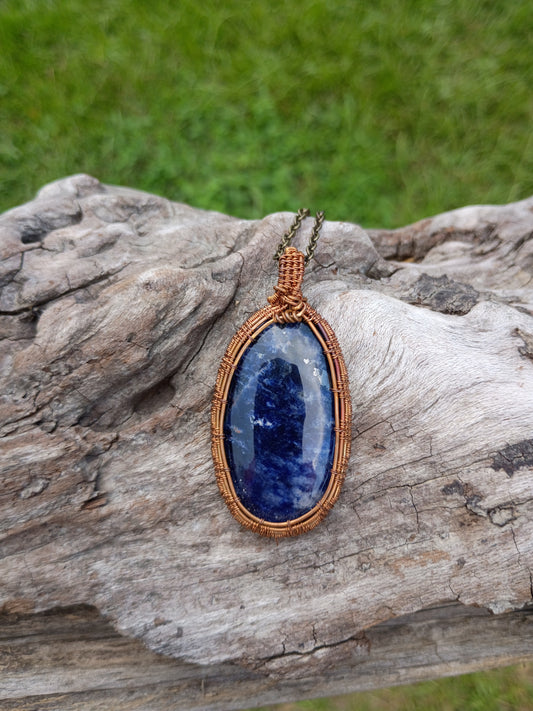 Sodalite wire wrapped pendant