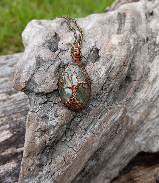Labradorite tree of life pendant