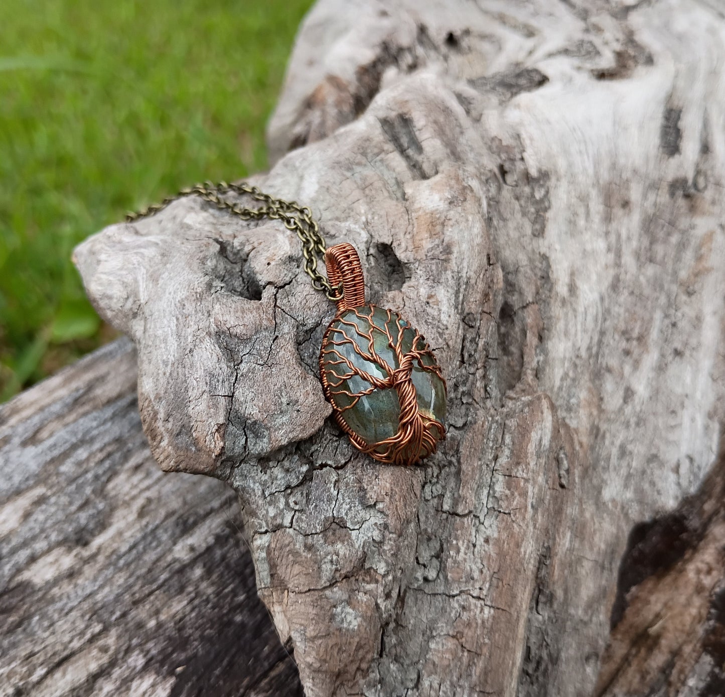 Labradorite tree of life pendant