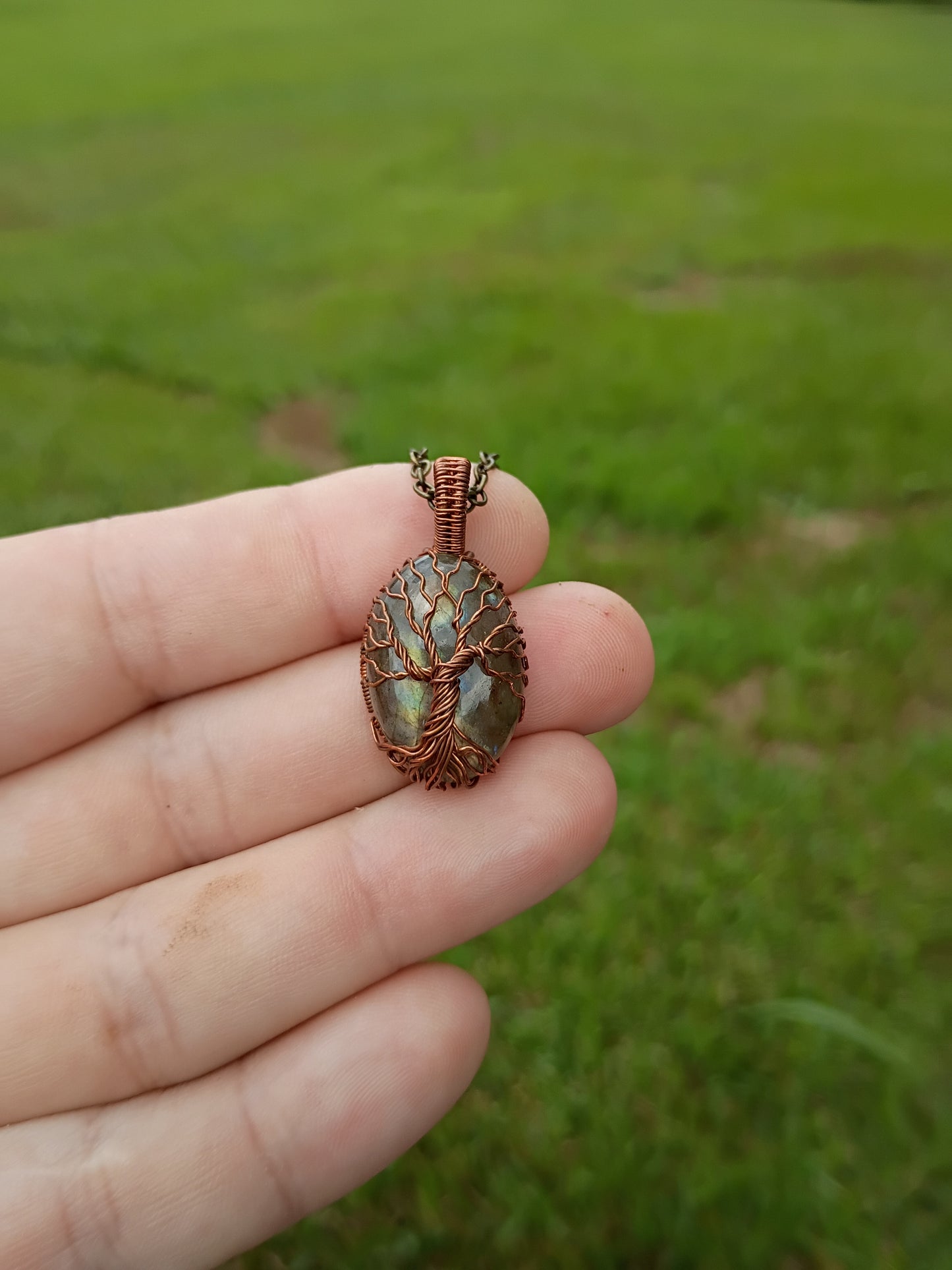 Labradorite tree of life pendant
