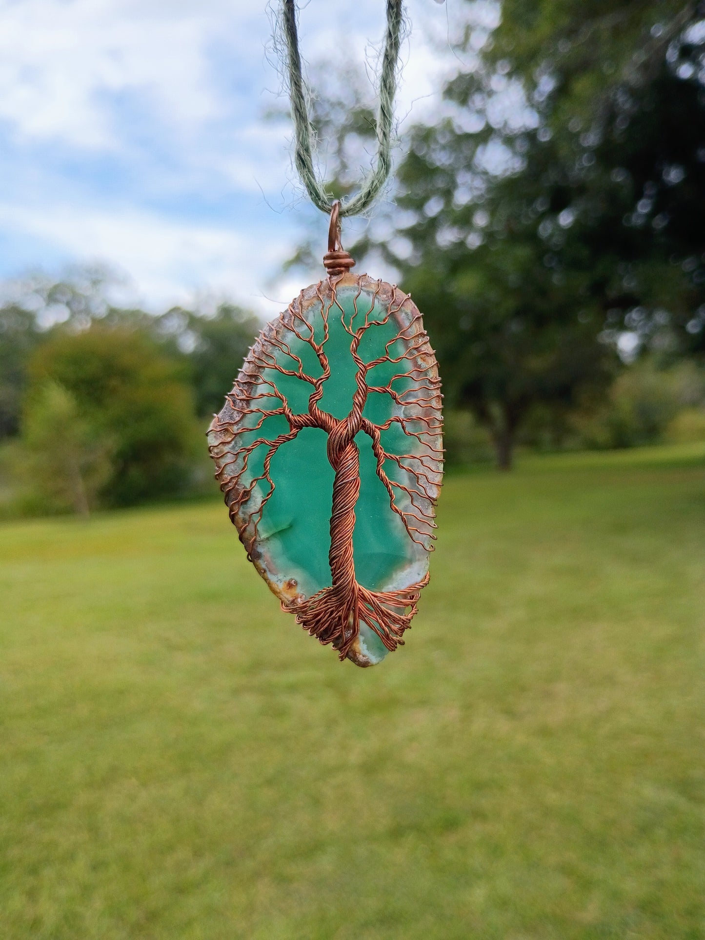 Green tree of life agate suncatcher