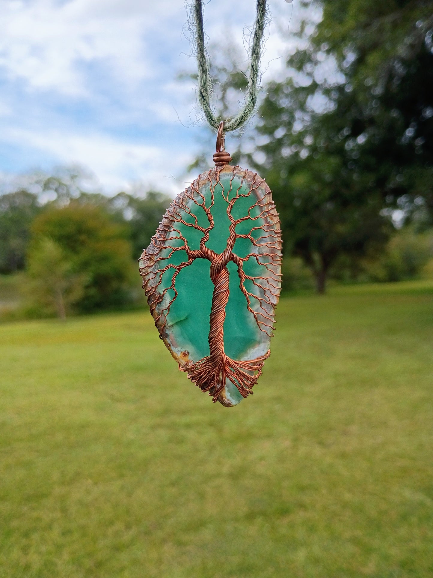 Green tree of life agate suncatcher