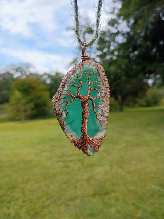Green tree of life agate suncatcher