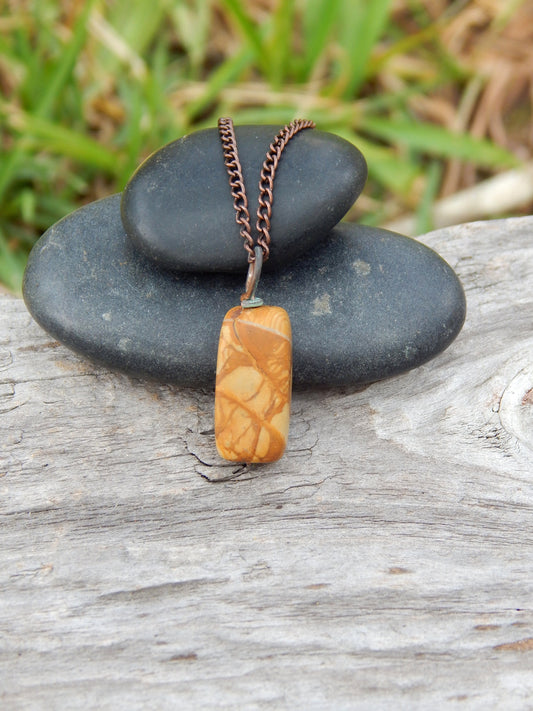 Landscape jasper pendant wire wrapped pendant