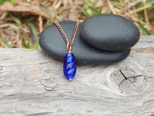 Cobalt blue glass minimalist pendant