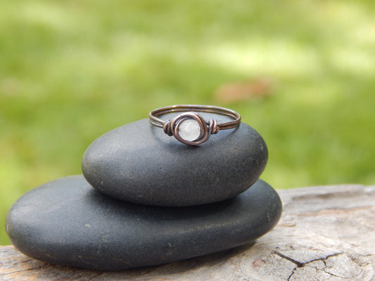 Wire wrapped rose quartz size 7.5 ring