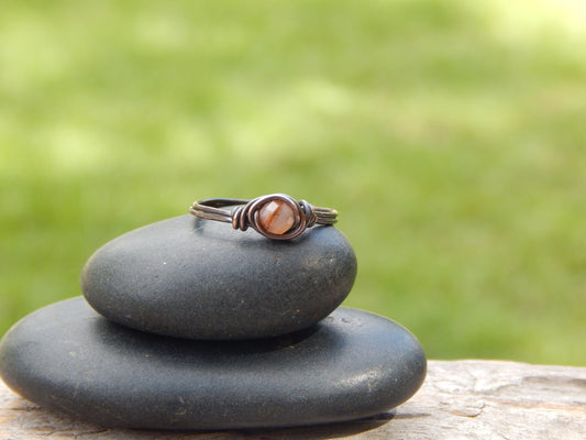 Pink opal ring size 8.5 wire wrapped ring