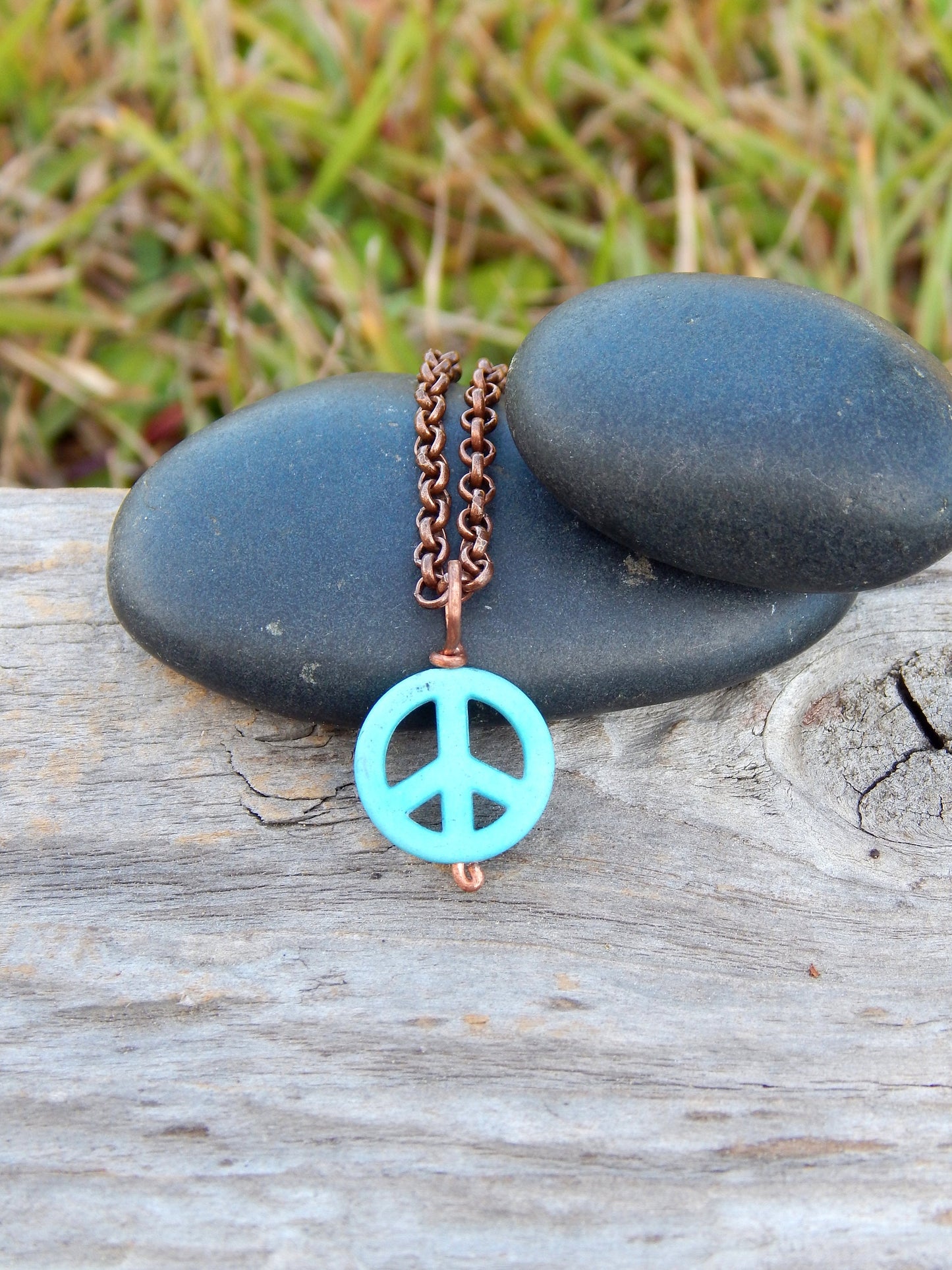 Dainty peace sign pendant
