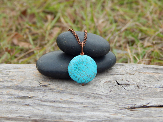 Turquoise blue magnesite pendant