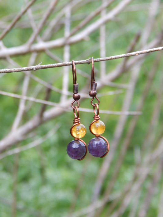 Amethyst and citrine earrings