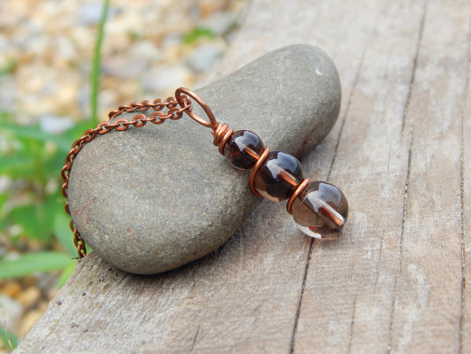 Smoky quartz wire wrapped pendant