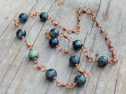Kambaba Jasper wire wrap necklace chain