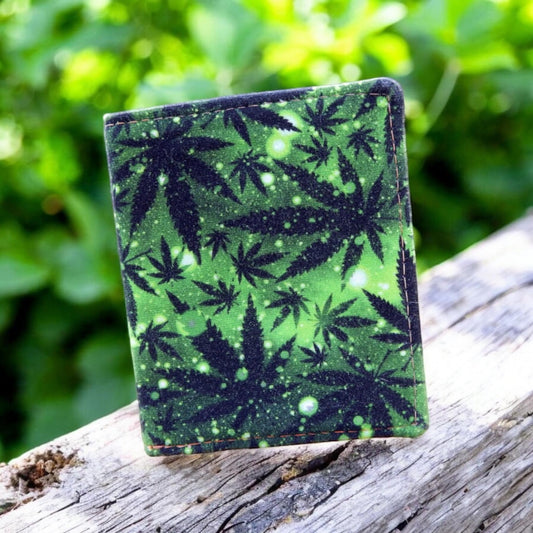 Pot leaves fabric credit card wallet