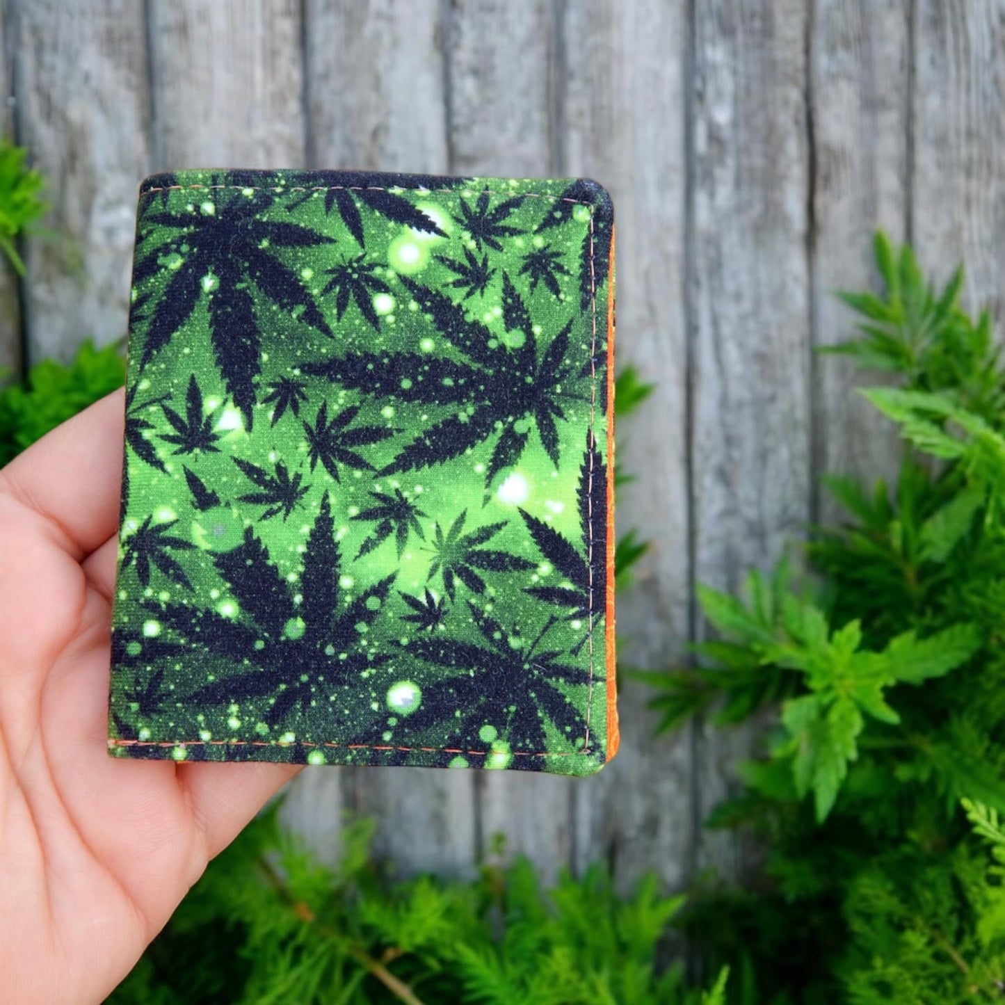 Pot leaves fabric credit card wallet
