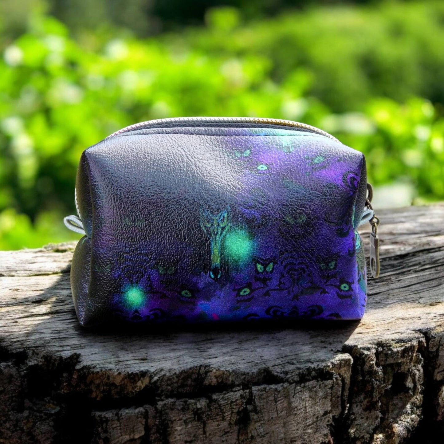 Boxy makeup bag, small zippered pouch, toiletry bag, gift under 15, ready to ship, mini gothic bag, cosmetic bag, handmade bags, Halloween