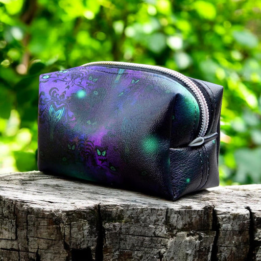 Boxy makeup bag, small zippered pouch, toiletry bag, gift under 15, ready to ship, mini gothic bag, cosmetic bag, handmade bags, Halloween