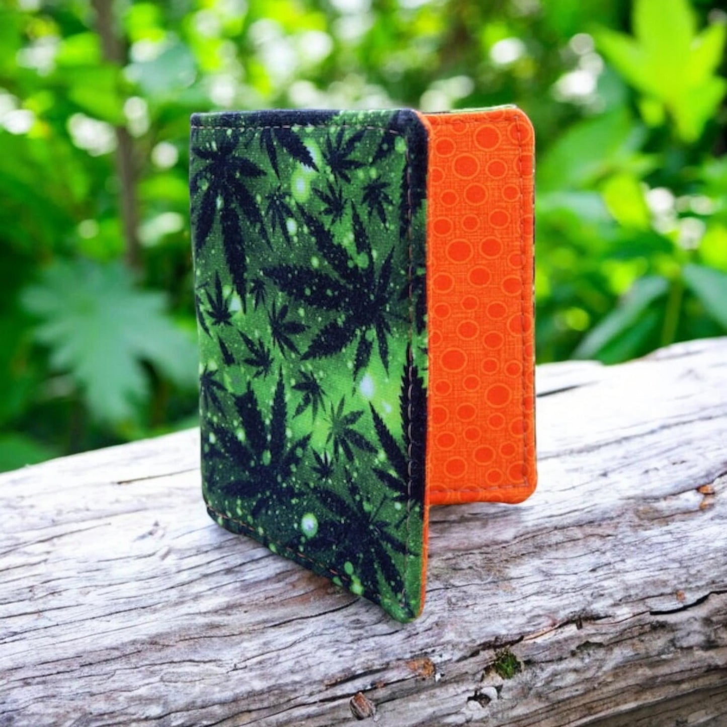 Pot leaves fabric credit card wallet