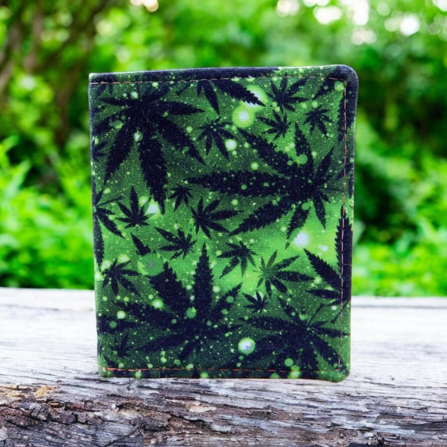 Pot leaves fabric credit card wallet