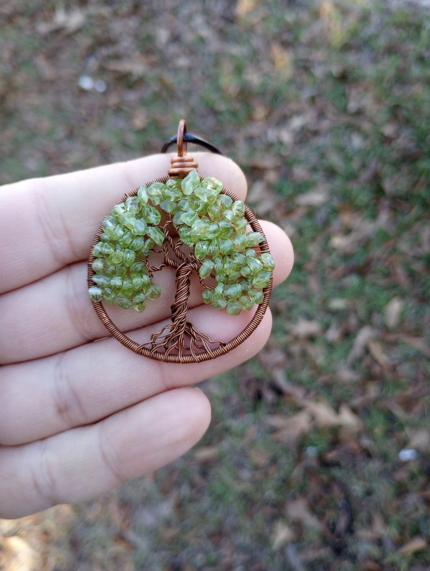 Peridot tree of life pendant