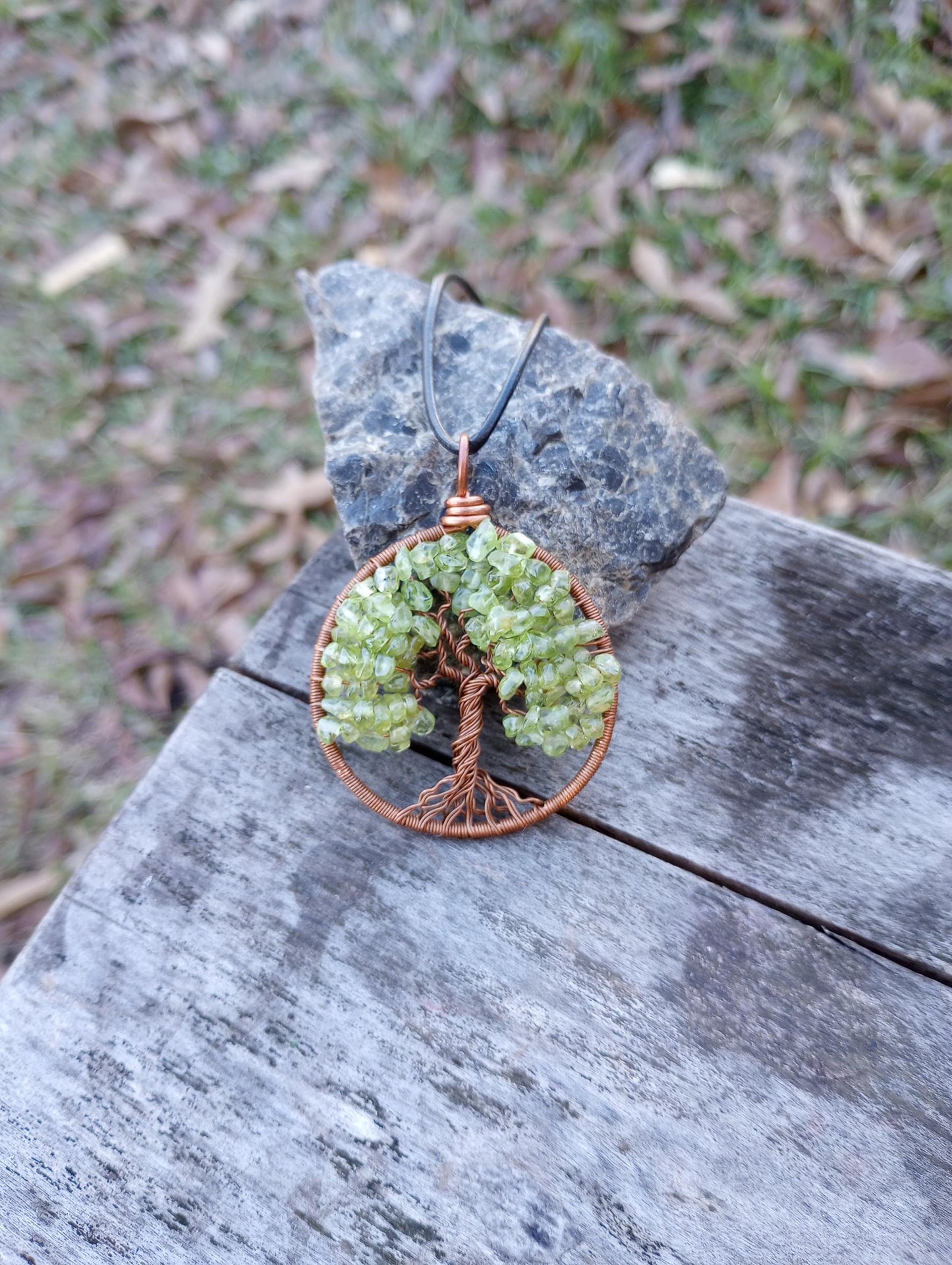 Peridot tree of life pendant
