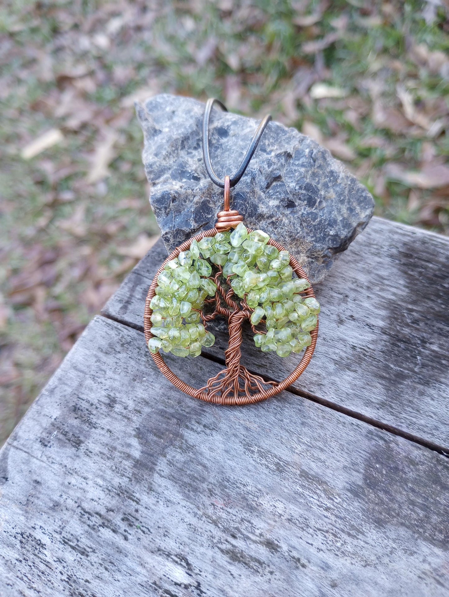 Peridot tree of life pendant