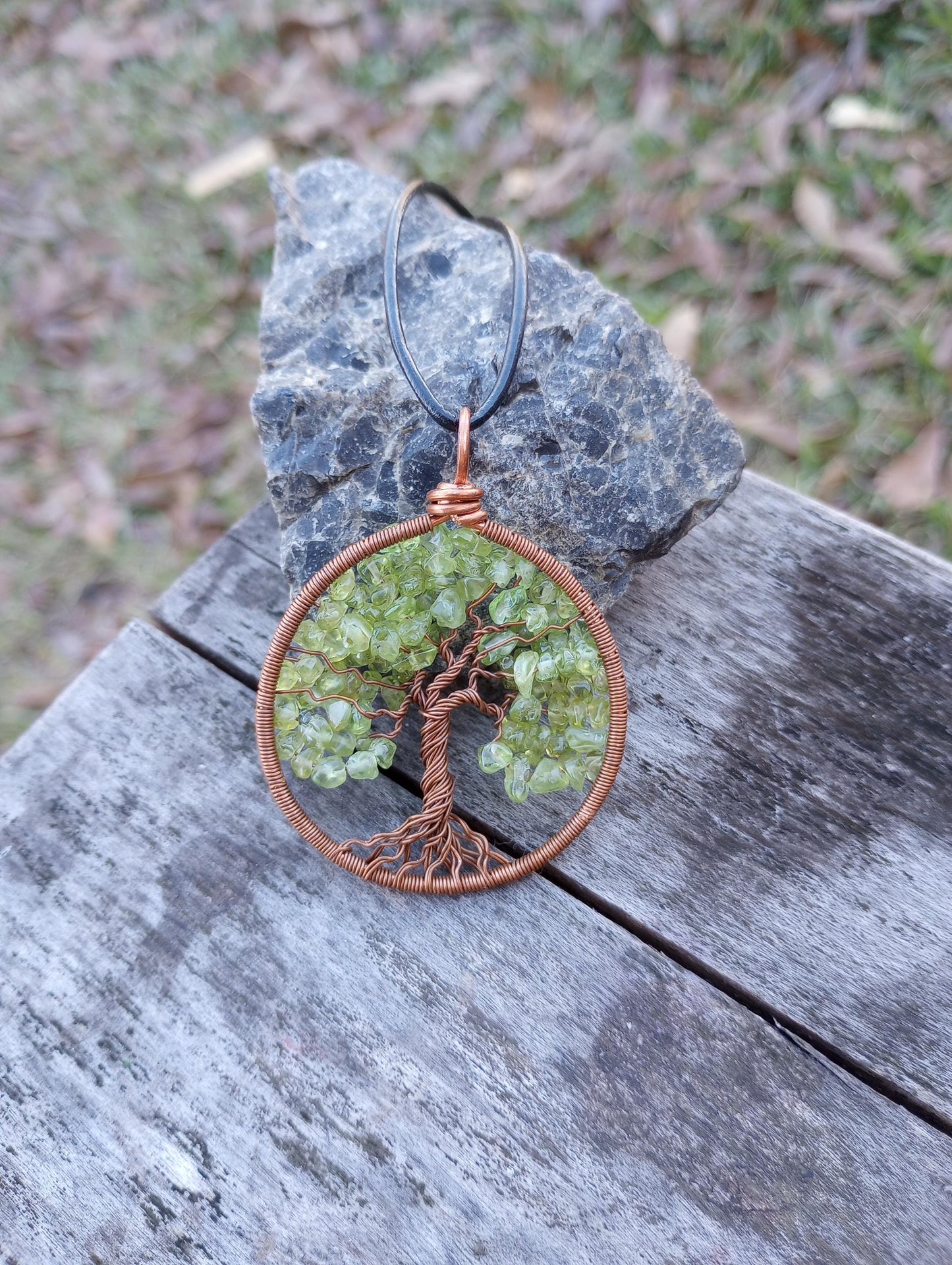 Peridot tree of life pendant