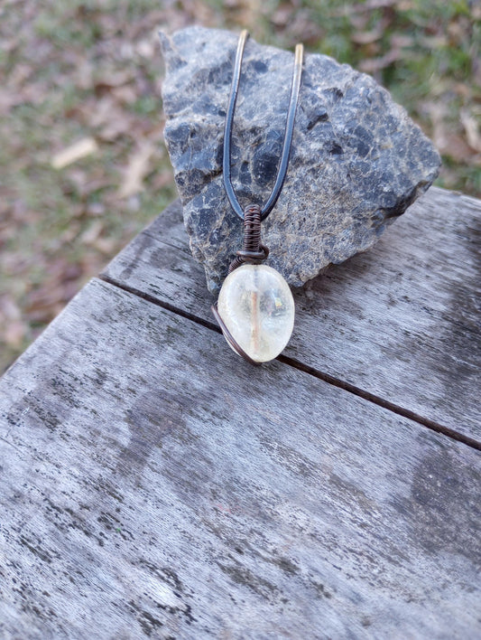 Wire wrapped citrine pendant