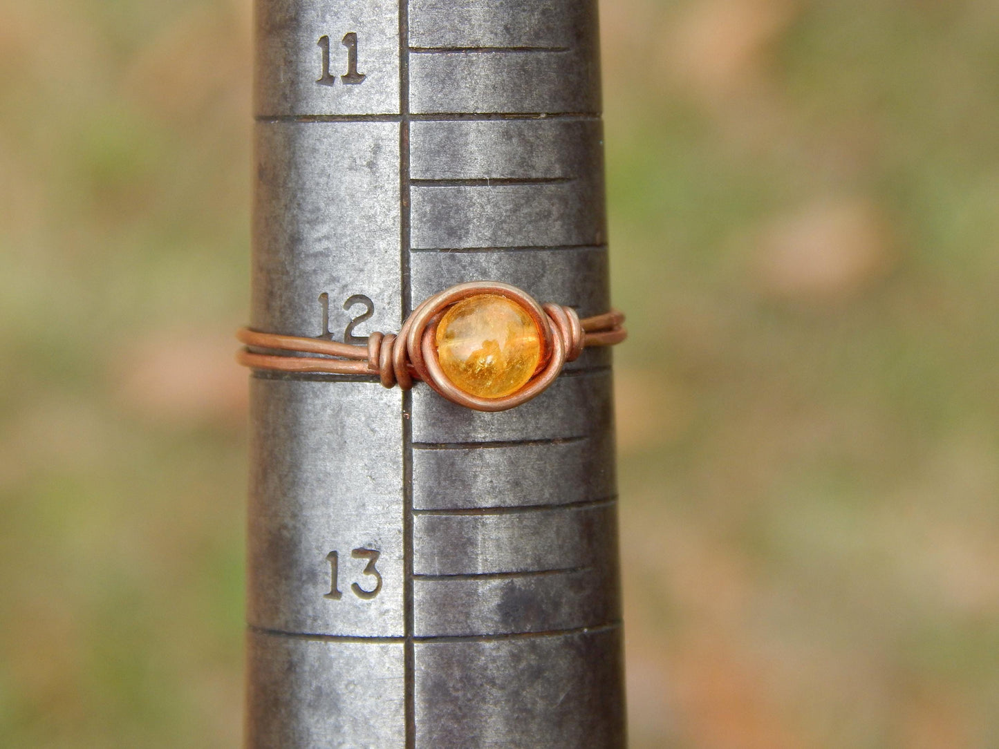 Citrine size 12 copper wire wrap ring