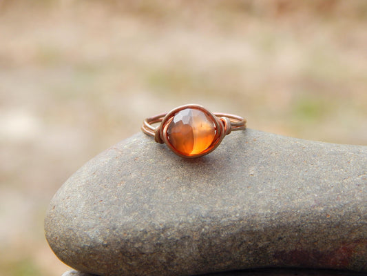 Copper wire wrapped size 6 agate ring