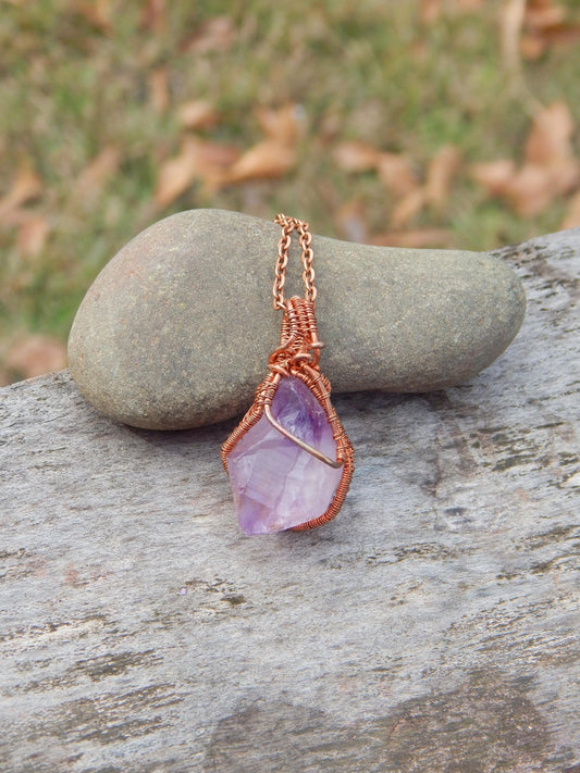 Raw amethyst crystal pendant