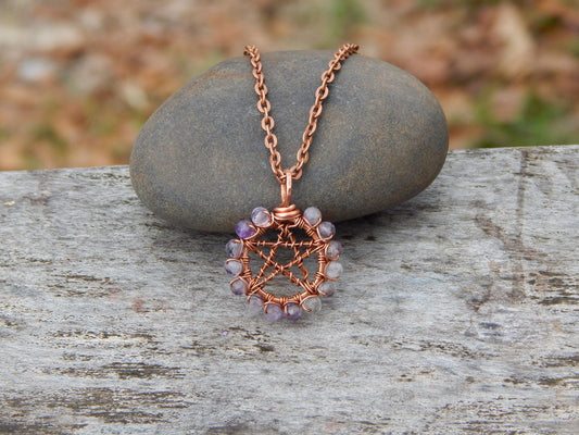 Amethyst pentacle necklace pendant